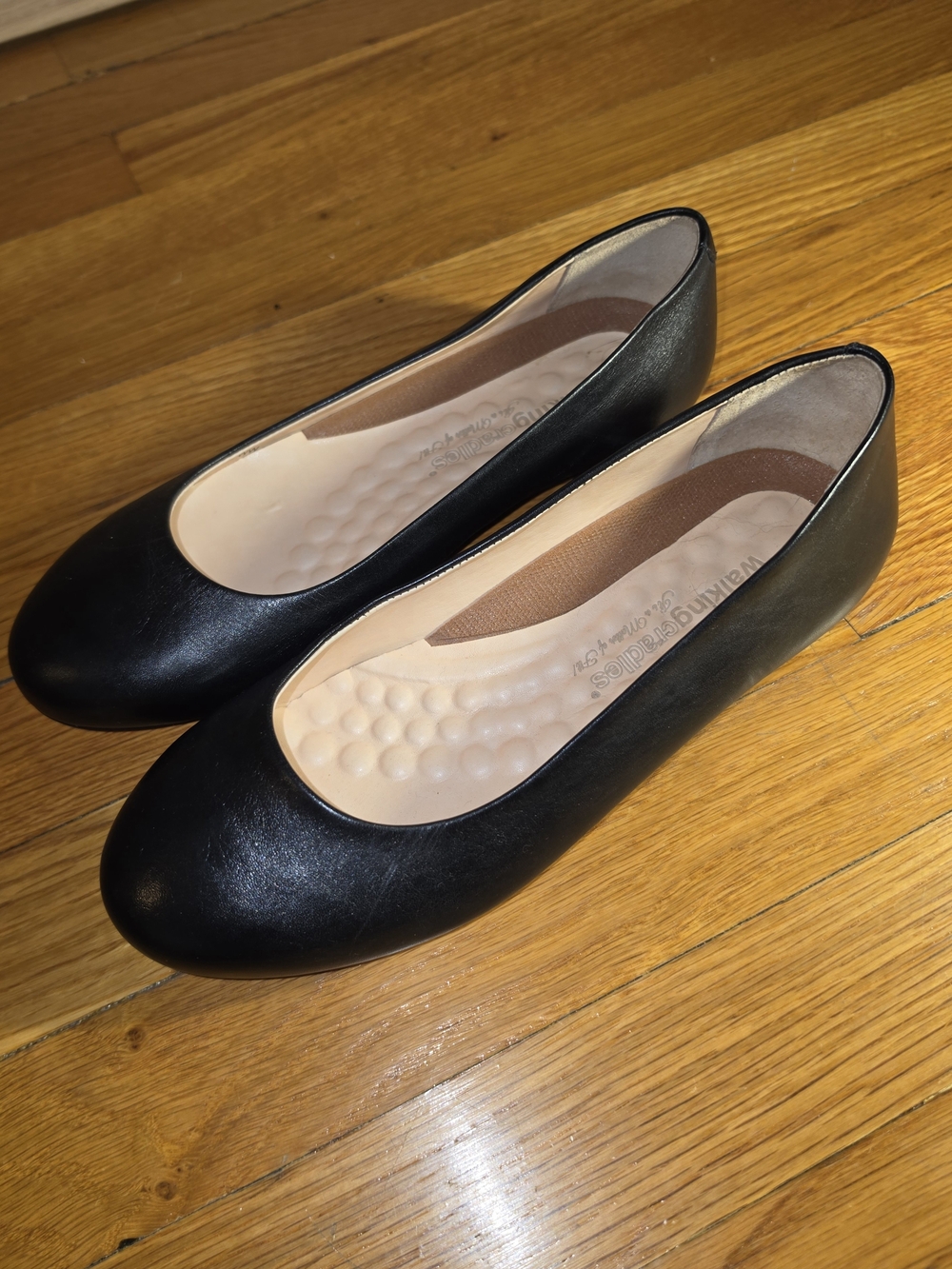 New Walking Cradles Reece Black Leather Flats 7.5 WW